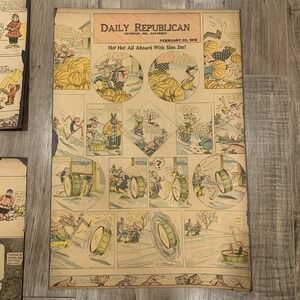 1915 Daily Republican Comic Pages Lot Hairbreadth Harry, Slim Jim, VTG Newspaper